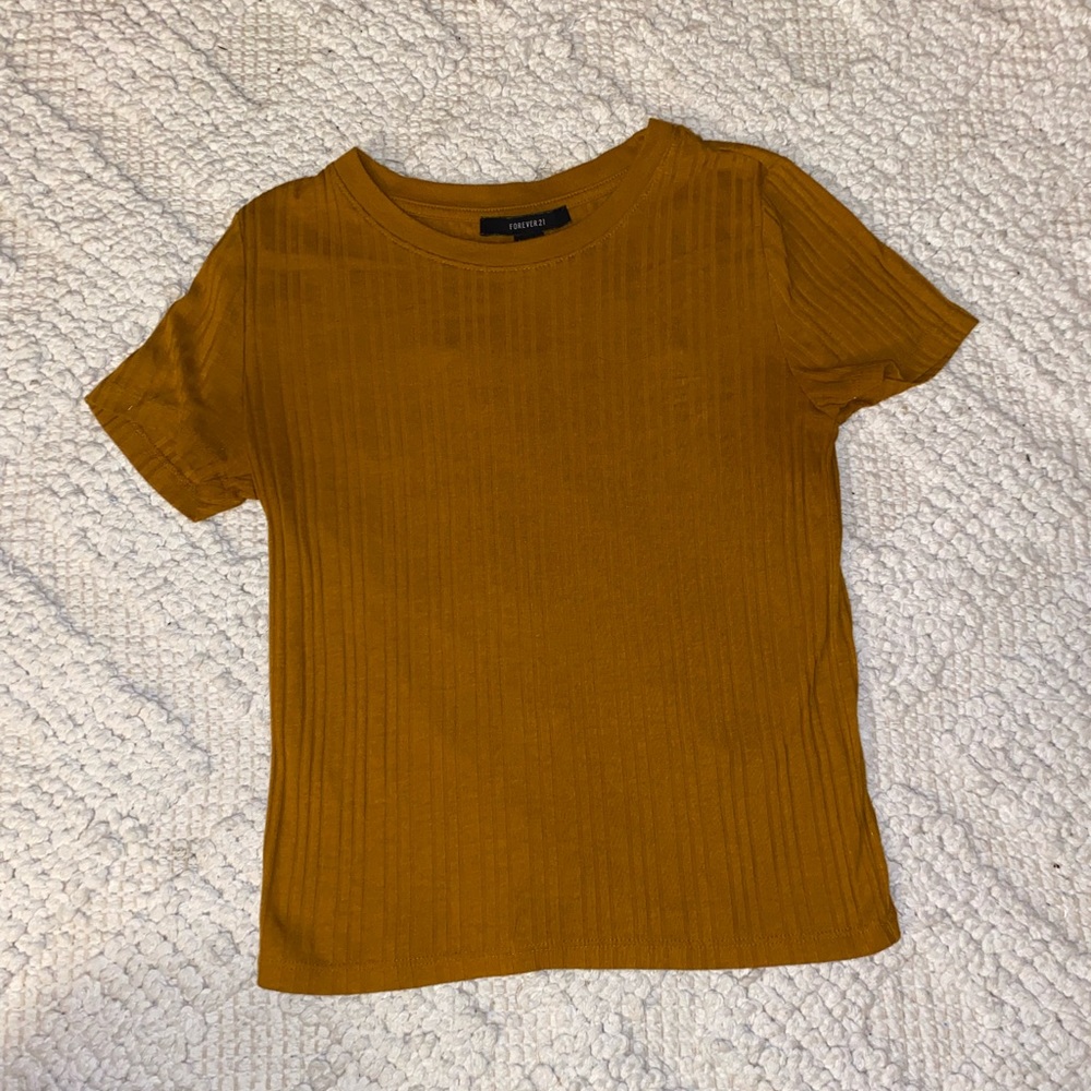Mustard ribbed tee🔔3/12$🔔